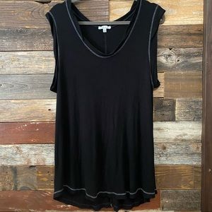 White Birch black waffle knit sleeveless top